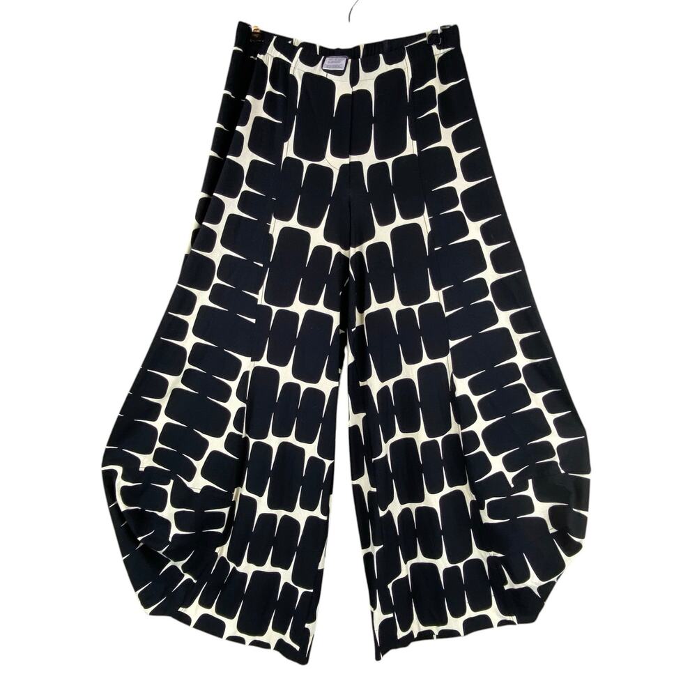 Alembika Art To Wear Pants Size Small 6/8 Lantern Black White Flowy Stretch